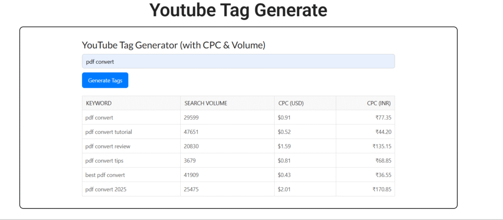 youtube tag generater online